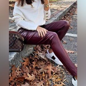 H&M faux leather dark burgundy wine color legging pants